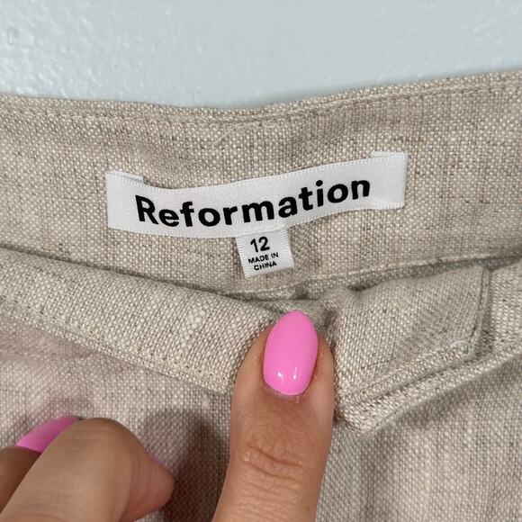 Reformation Linen Oliva 2 Piece Set Size 12 Beige Oatmeal NEW - Picture 8 of 10